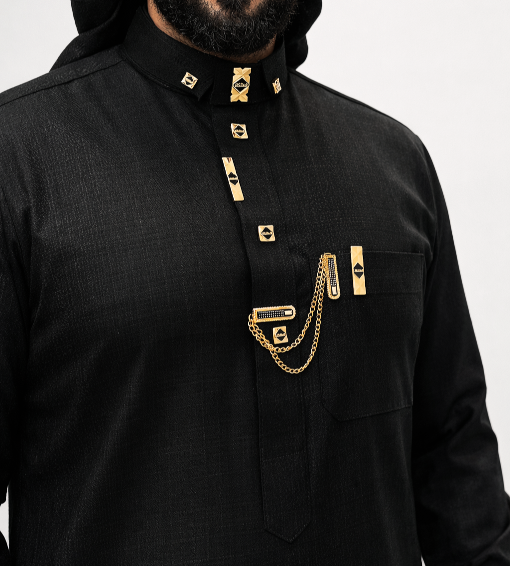 قميص المشكاة الأسود الفاخر بعلبة فاخرة - الصورة 5